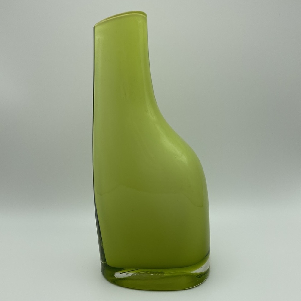 IKEA  Okkso Encased Glass Bud Vase Chartreuse Green Asymmetrical Soliflore